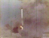 Start der zweiten sowjetischen Mars-69 Mission<br>(deutlich erkennbar das Feuer im Heck der Rakete)