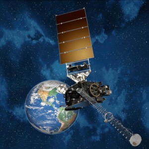 künstlerische Darstellung von GOES-R(S/T/U) im Orbit