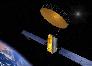 Computergrafik eines Inmarsat 4 Satelliten