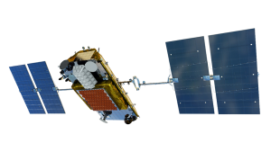 Computergrafik eines Iridium-NEXT Satelliten