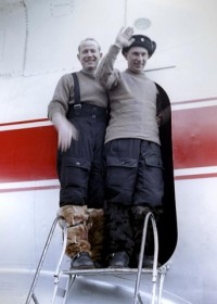 A. Leonow und P. Beljajew auf dem Rückflug von Perm