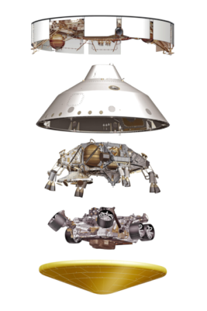 Explosionsdarstellung der Mars 2020 Sonde