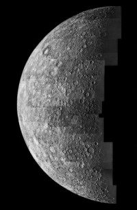 Merkur Mosaik aus Mariner X Aufnahmen<br>(aufgenommen 6 Stunden vor der maximalen Annäherung)