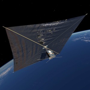 PW-Sat 2 mit entfaltetem De-Orbit Segel