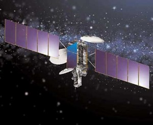 künstlerische Darstellung des Rainbow 1 Satelliten