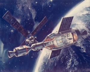 künstlerische Darstellung von Skylab in der geplanten Konfiguration