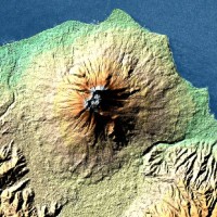 der japanische Vulkan Kagatake als 3D-Modell aus SRTM Daten