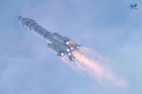 die aufsteigende CZ-2F/G Rakete mit Shenzhou 16