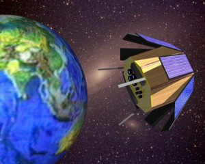 künstlerische Darstellung von UoSAT 12 mit ausgeklappten Solarzellenflächen