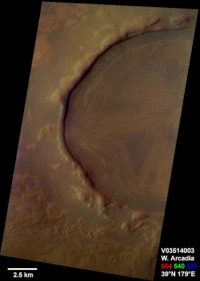 Mars Odyssey Aufnahme der westlichen Arcadia Planitia Region